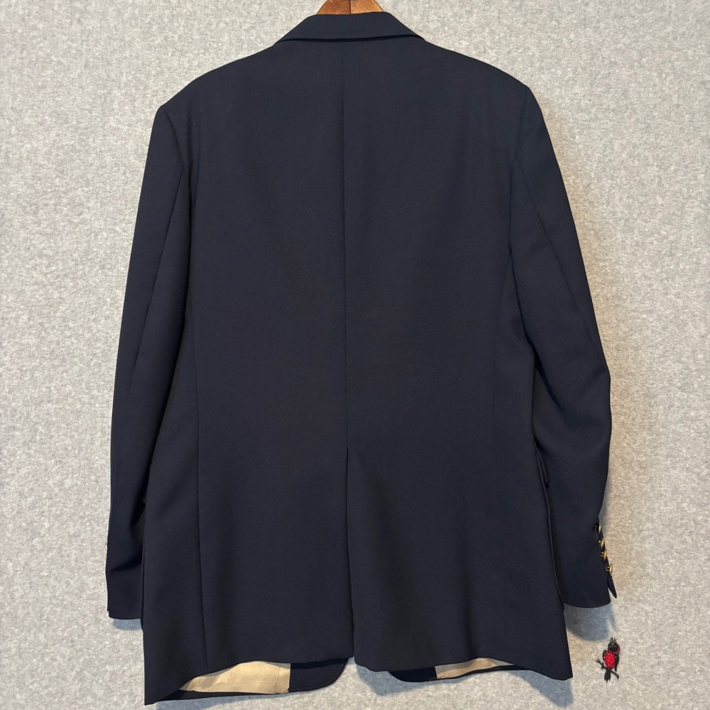 New Castle & York Men's 42L Blazer Navy Blue Gold Crest Buttons USA Vintage 90s - Picture 3 of 8